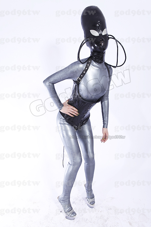 100% Latex Rubber Gummi Maske Hood Aufblasbar 0,8mm Catsuit Ganzanzug 