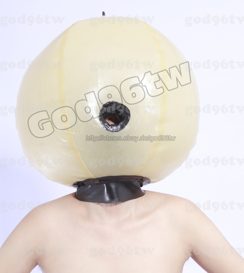 100% Latex Rubber Maske Hood Aufblasbar 0,8mm Catsuit  