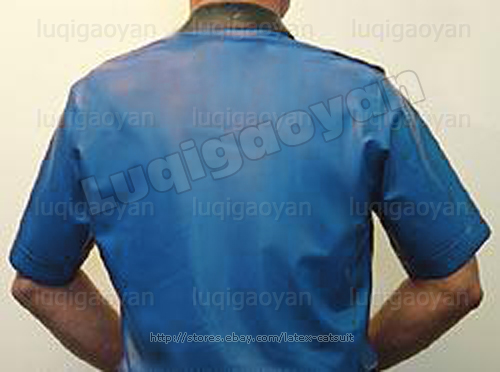 100% Latex Rubber Gummi Militär Militar Shirt Hemd T Shirt Catsuit