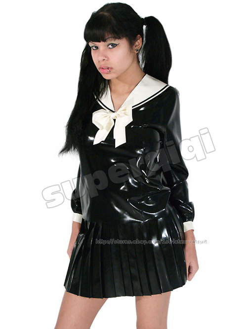 Latex Rubber Schoolgirl Uniform 0 45mm Catsuit Suit Ebay