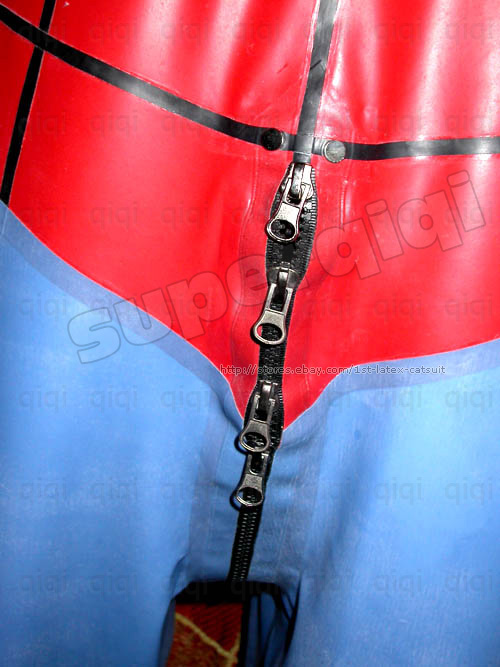 Latex/Rubber 0.45mm Spiderman catsuit suit uniform blue  