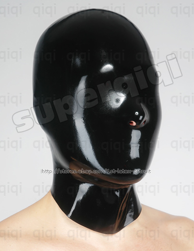 Latex Rubber Masks Hood 0 45mm Costume Catsuit Suit Open Eyes Nose Mouth Black