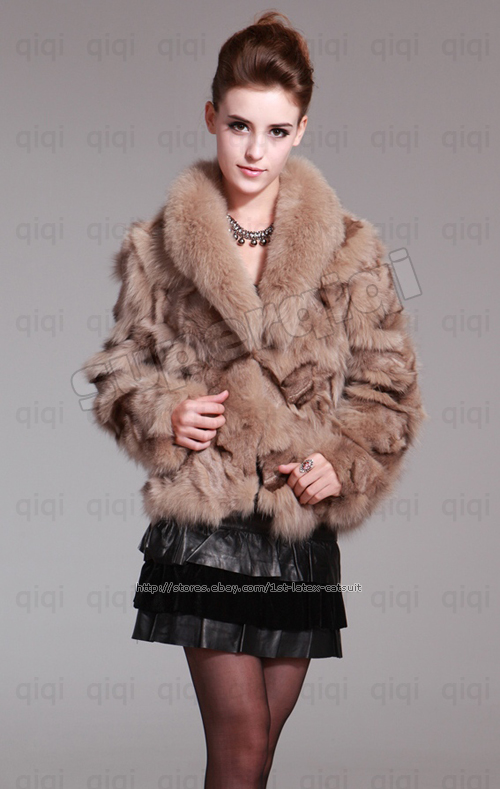 100% Real Genuine Fox Fur Coat Fox Collar Wearcoat Jacket Vintage in 