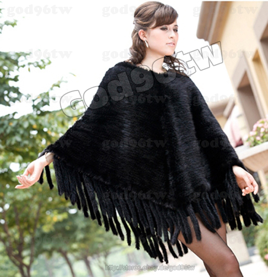 100 Echte Damen Stricken Gestrickt Mink Pelz Poncho Cape Umhang Schal Stola Neu Ebay