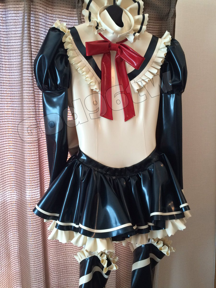 Latex Rubber Gummi Servant Maid Uniform Dress Bow Customized Stocking 0 45mm Ebay